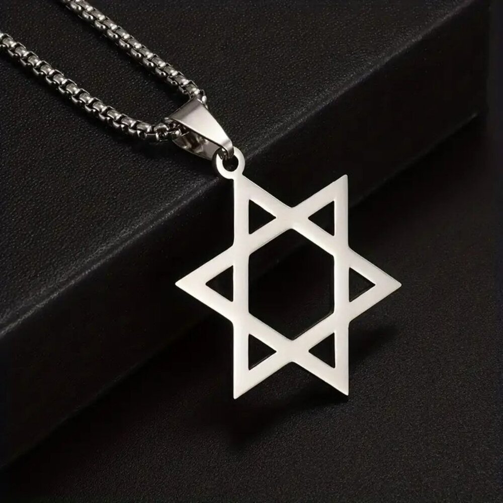 Stainless Steel Magen Star of David Pendant Necklace Laser Cut